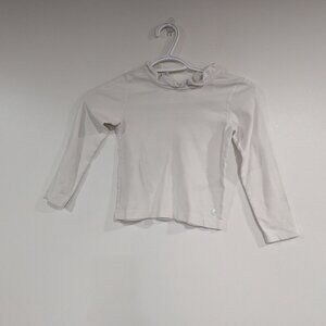 Petit Bateau Ruffle Neck Long Sleeve Top White Size 6